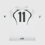White Hellstar Warm Up T-shirt showing the vintage washed back graphic with the number 11 and bold black accents.