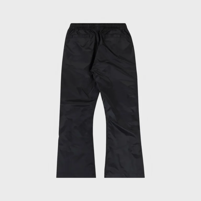 Black Hellstar Waxed Nylon Sweatpants featuring a durable, weather-resistant finish and a modern, relaxed stacked fit.