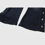 Close-up of the Hellstar Waxed Sweatpant in black with silver side buttons and heavyweight premium fleece finish.