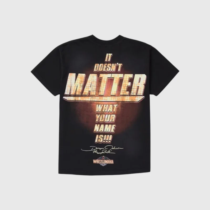 Black Hellstar x WWE The Rock vintage-style t-shirt featuring iconic graphic print and oversized fit.
