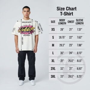 Hellstar T-shirt size chart and measurement guide