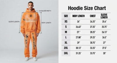 Hellstar hoodie size chart and measurement guide